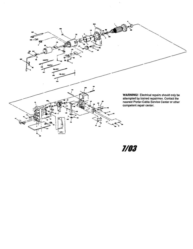 Bayonet Saw Diagram and Parts List for 7648  Porter Cable Jig Saw